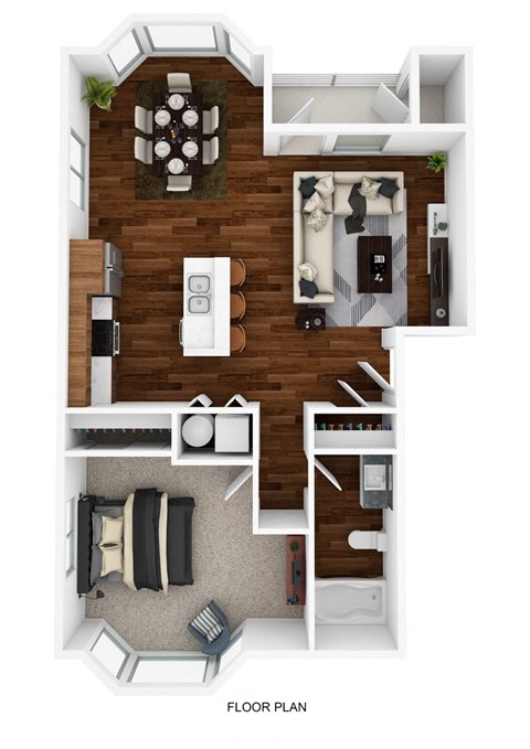 Floor plan for 1 bed, 1 bath, 812 sqft